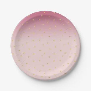 Gold Hearts Blush Pink Ombre Papieren Bordje