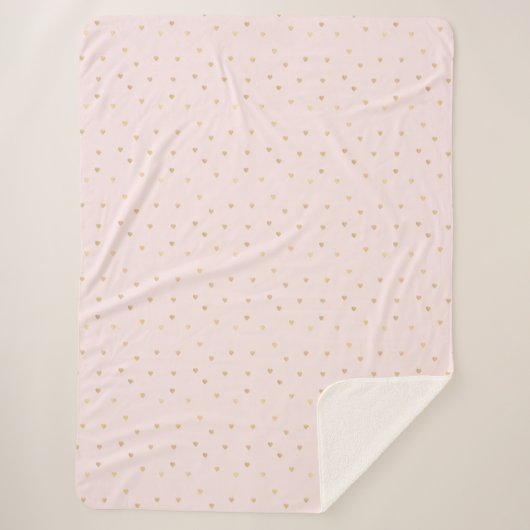 Gold Hearts Blush Pink Sherpa Deken (Voorkant)