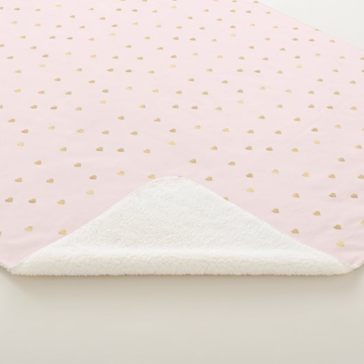 Gold Hearts Blush Pink Sherpa Deken (3/4)