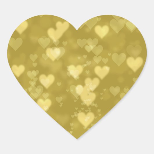 Gold Hearts Bokeh Hart Sticker (Voorkant)