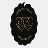 Gold Hearts Bruiloft Jubileum Ornament Kaart (Rechts)