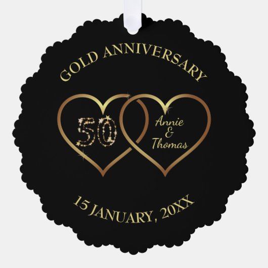 Gold Hearts Bruiloft Jubileum Ornament Kaart (Voorkant)