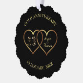 Gold Hearts Bruiloft Jubileum Ornament Kaart (Links)