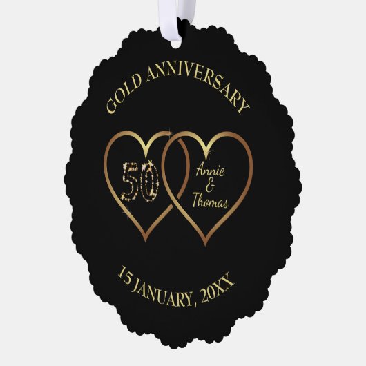 Gold Hearts Bruiloft Jubileum Ornament Kaart (Links)
