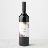 Gold Hearts Burgundy Floral Wedding Wijn Etiket (Voorkant)