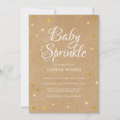 Gold Hearts Confetti Baby Sprinkle Rustic Kraft Kaart (Voorkant)