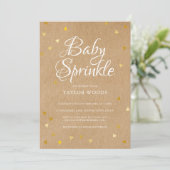 Gold Hearts Confetti Baby Sprinkle Rustic Kraft Kaart (Staand voorkant)