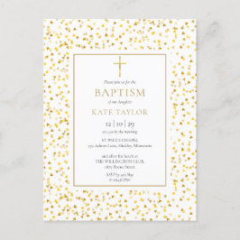 Gold Hearts Confetti Baptisme Christening Uitnodiging Briefkaart