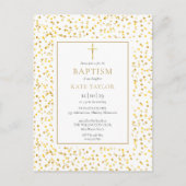 Gold Hearts Confetti Baptisme Christening Uitnodiging Briefkaart (Voorkant)