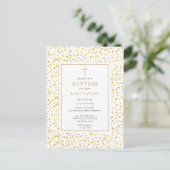 Gold Hearts Confetti Baptisme Christening Uitnodiging Briefkaart (Staand voorkant)