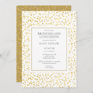 Gold Hearts Confetti Bridesmaids Luncheon Kaart