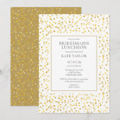 Gold Hearts Confetti Bruidsmeisjes Luncheon Kaart (Voorkant / Achterkant)
