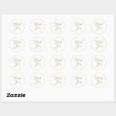 Gold Hearts Confetti Elegant Script Hartelijk dank Ronde Sticker (Vel)