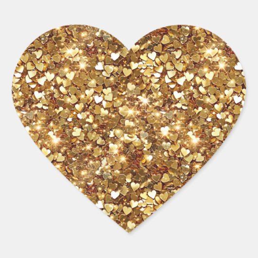 Gold Hearts Confetti Hart Sticker (Voorkant)