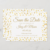 Gold Hearts Confetti Save the Date (Voorkant / Achterkant)