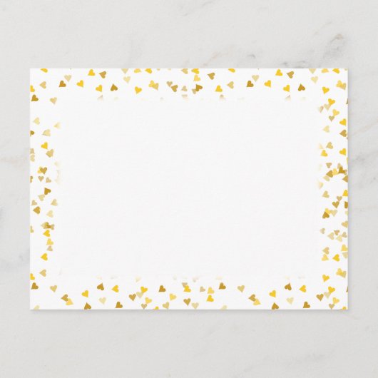 Gold Hearts Confetti Save the Date Aankondigingskaart (Achterkant)