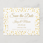 Gold Hearts Confetti Save the Date Aankondigingskaart (Voorkant)