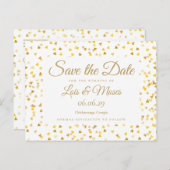 Gold Hearts Confetti Save the Date Aankondigingskaart (Voorkant / Achterkant)