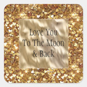 Gold Hearts Confetti Vierkante Sticker (Voorkant)