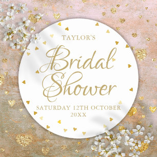 Gold Hearts Confetti Vrijgezellenfeest Favor Ronde Sticker