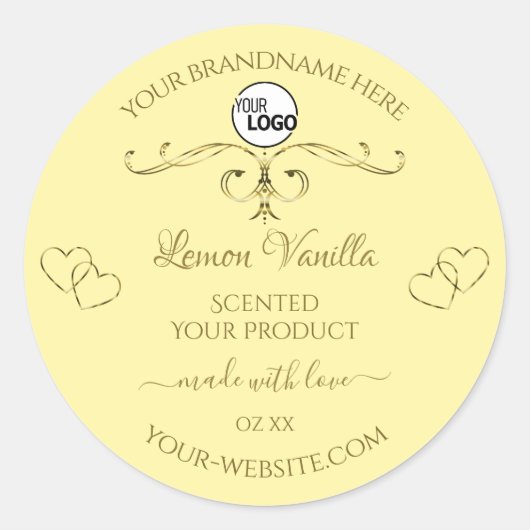 Gold  Hearts Cream Product Labels met Logo (Voorkant)