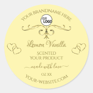 Gold  Hearts Cream Product Labels met Logo