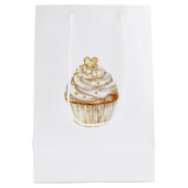 Gold Hearts Cupcake Birthday Medium Cadeauzakje (Achterkant)