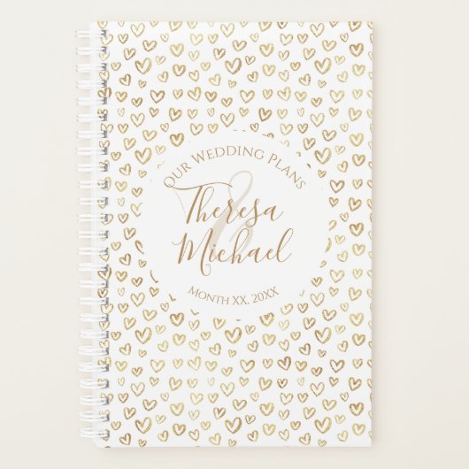 Gold Hearts Custom Gezegde Wedding Planner (Voorkant)