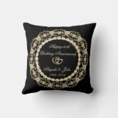 Gold Hearts Diamonds 50th Wedding Jubileum Kussen (Achterkant)