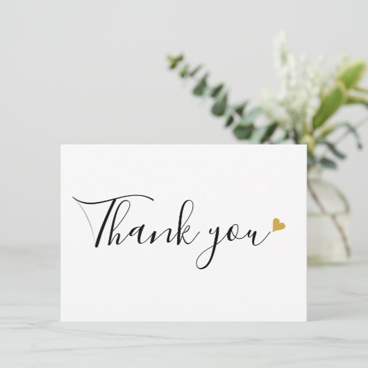 Gold Hearts Elegant modern script Bedankkaart (Staand voorkant)