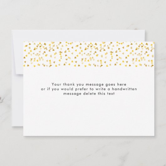Gold Hearts Elegant modern script Bedankkaart (Achterkant)