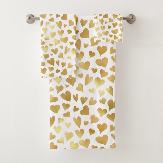 Gold Hearts elegant Romantisch patroonontwerp Bad Handdoek (Insitu)
