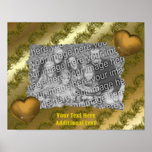 Gold Hearts Elegant Voeg uw foto gepersonaliseerd Poster