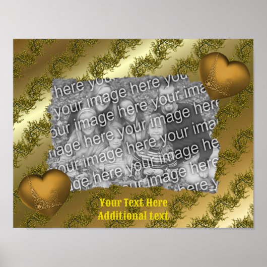 Gold Hearts Elegant Voeg uw foto gepersonaliseerd Poster (Voorkant)