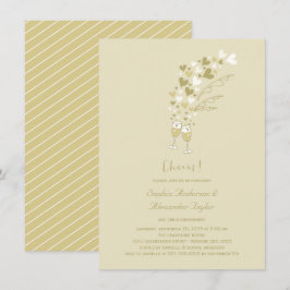 Gold Hearts en Champagne Cheers Engagement Party Kaart