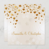 Gold Hearts en Snowflakes II Weddenschap Kaart (Voorkant / Achterkant)