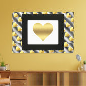 Gold Hearts en zwarte Stripes Canvas Afdruk (Insitu (Woonkamer))