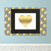 Gold Hearts en zwarte Stripes Canvas Afdruk (Insitu (Houten vloer))