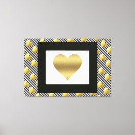 Gold Hearts en zwarte Stripes Canvas Afdruk