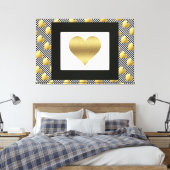 Gold Hearts en zwarte Stripes Canvas Afdruk (Insitu (Slaapkamer))