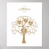 Gold Hearts Family Tree-Poster Poster (Voorkant)