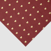Gold Hearts Faux Folie Patroon op donkerrood Tissuepapier (Detail)
