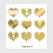 Gold Hearts Faux Metallic Set van 9 Liefde Sticker (Vel)