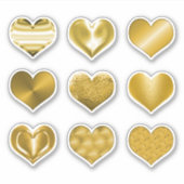 Gold Hearts Faux Metallic Set van 9 Liefde Sticker (Voorkant)