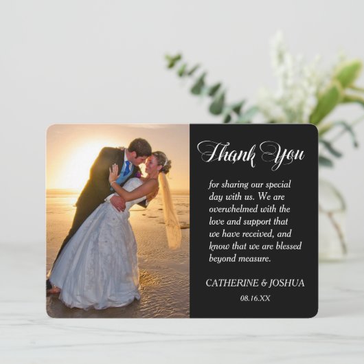 Gold Hearts Foto Weddenschap Hartelijk dank Bedankkaart (Staand voorkant)