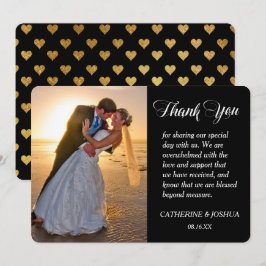Gold Hearts Foto Weddenschap Hartelijk dank Bedankkaart