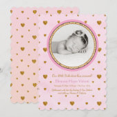 Gold Hearts Fotogeboorteaankondiging Feestdagenkaart (Voorkant / Achterkant)