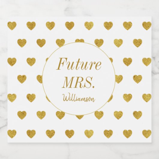 Gold Hearts Future Mrs Vrijgezellenfeest Sparkling Wijnetiket (Enkel label)