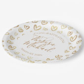 Gold Hearts Gefeliciteerd Papieren Bordje (Gekanteld)