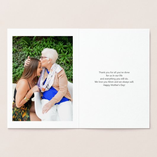 Gold Hearts | Grootma Moederdag Foto Folie Kaart (Binnen)